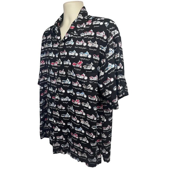 Harley Davidson Mens Vintage Black All Over Motorcycles Print Button Up Shirt XL - Picture 3 of 9